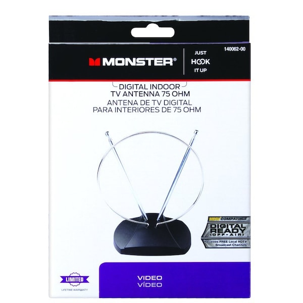 Monster Cable Just Hook It Up Indoor FM/HDTV/UHF/VHF Antenna 140062-00 - main
