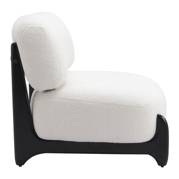 Homeroots 30" White And Black Sherpa And Upholstered Side Chair 572306 - main