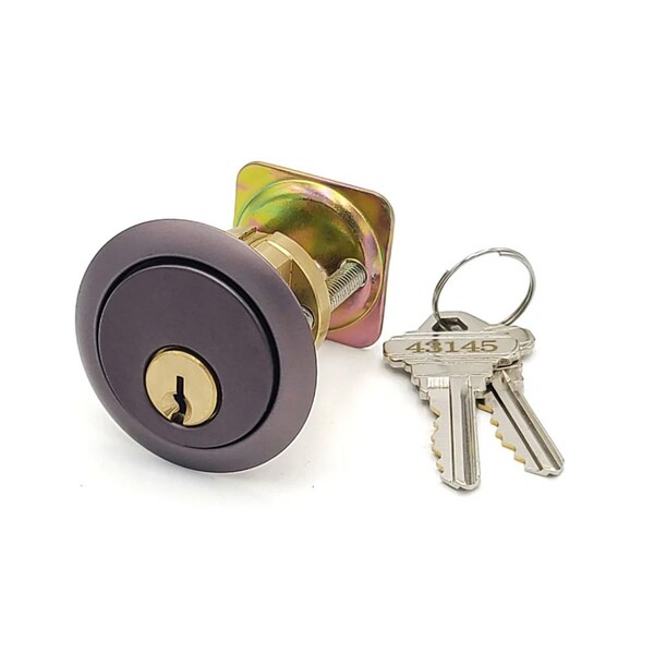 Ecs Hardware Durable Prem Rim Cylinder, 1-1/8 in, Keyed Alike, Schlage SC1 Keyway, US10B, Dark Oxidized Satin Bronze ECSH-RC01-10B-SC1-KA5 - main