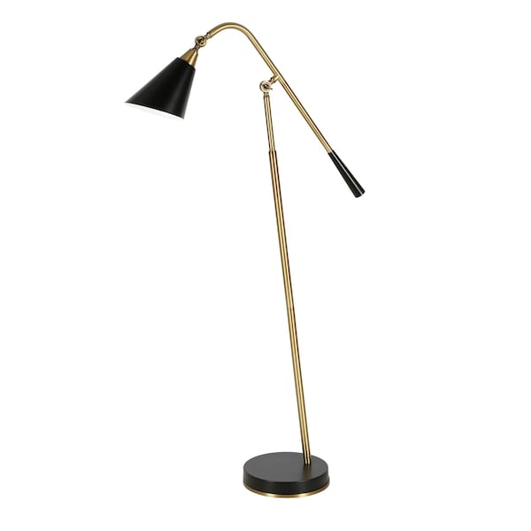 Homeroots 52" Black Swing Arm Floor Lamp With Black Cone Shade 523465 - main