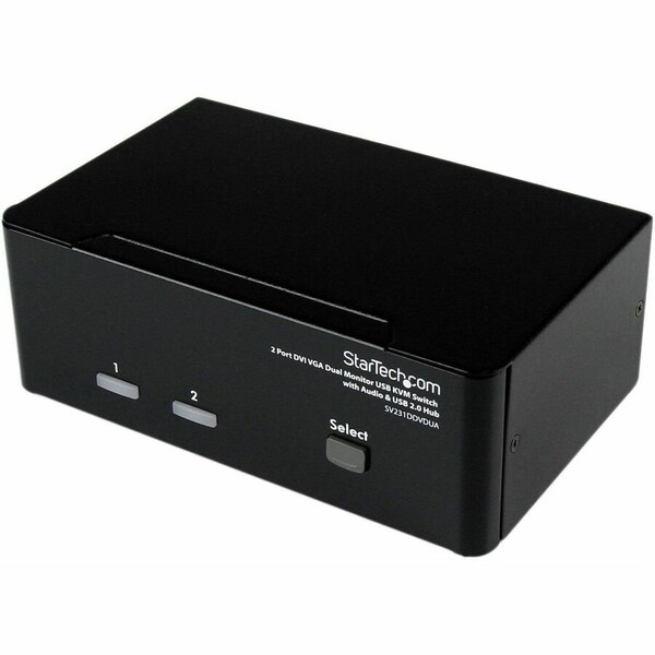 Startech.Com 2 Port DVI VGA Dual Monitor KVM Switch USB with Audio & USB 2.0 Hub SV231DDVDUA - main