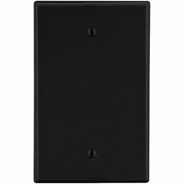 Hubbell Wiring Device-Kellems Wallplate, Mid-Size 1-Gang, Box Mount Blank, Black PJ13BK - main
