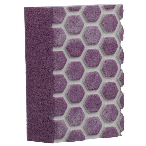 3M 3-in-1 Sanding Sponge, 2-1/2 in L, 4-1/2 in W, 120 Grit, Medium, 2PK DCDA120-PGP-2T - main