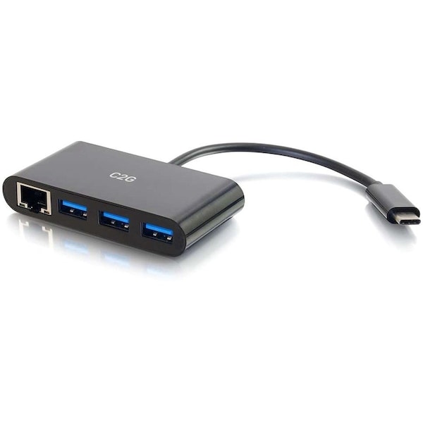 C2G USB C ETHERNET AND 3 PORT USB A HUB BLACK - USB C HUB - USB HUB - USB 3.0 HU 29747 - main