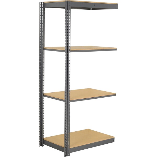 Global Industrial 4 Shelf, Commercial Duty Boltless Shelving, Add On, 48"W x 18"D x 96"H, Wood Deck B3165992 - main