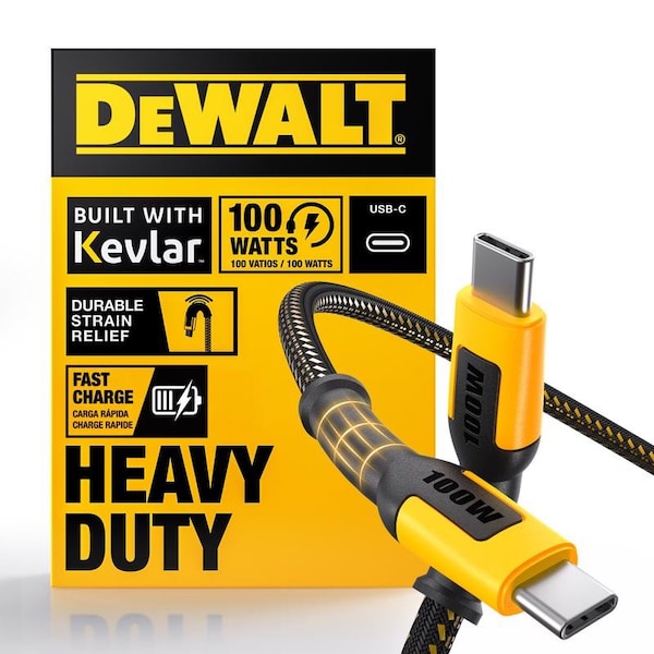 Dewalt Type C to Type C Cable 4 ft. Black/Yellow 131 0006 DW2 - main