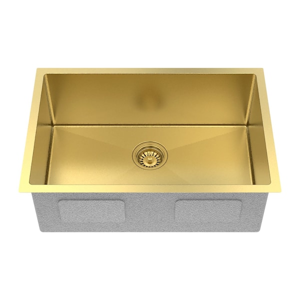Homeroots 10in X 27in Gold Stainless Steel Undermount Kitchen Sink 719939 - main
