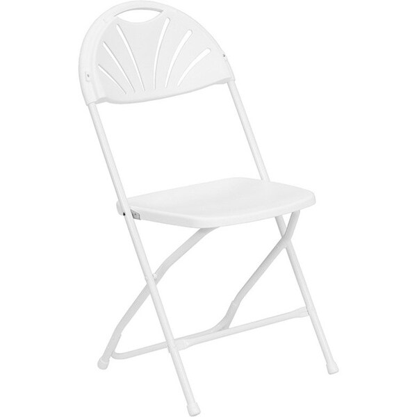 Flash Furniture Folding Chair, Plastic, Fan Back, White LE-L-4-WHITE-GG - main