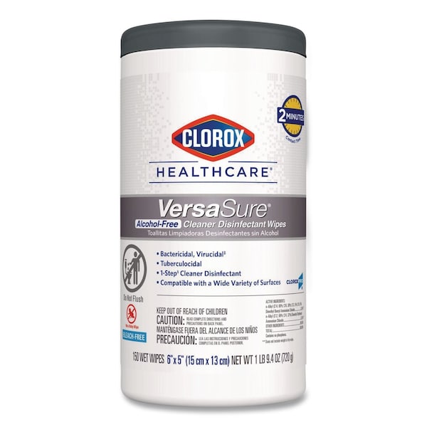 Clorox VersaSure Cleaner Disinfectant Wipes, 1-Ply, 6 x 5, Fragranced, White, 150 Towels Wipes 31758EA - main
