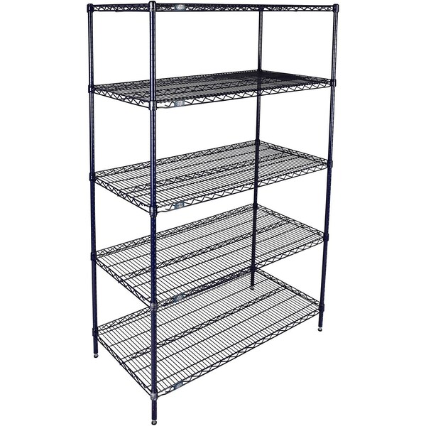 Global Industrial Nexel 5 Shelf, Nexelon Blue Wire Shelving Unit, Starter, 48"W x 14"D x 74"H B3151690 - main