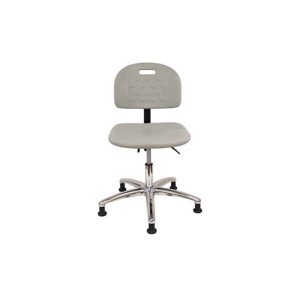 Blue Ridge Ergonomics Polyurethane Chair Chrome-Desk Height with Stationary Glides in Gray Polyurethane HPDHCH-CR-T0-A0-RG-GRY - main