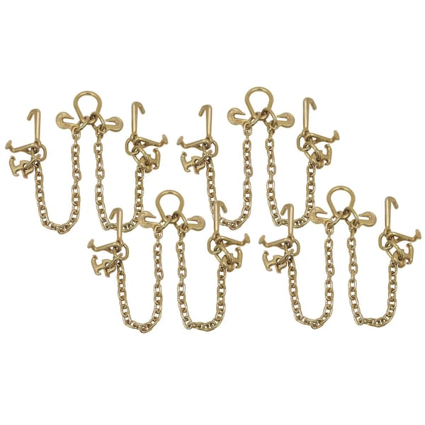 Mytee Products 5/16 in G70 V-Chain Bridle w/ RTJ Cluster Hooks 3 ft Leg 4700 # WLL Wrecker, 4PK CH5163V-RTJ-GHx4 - main