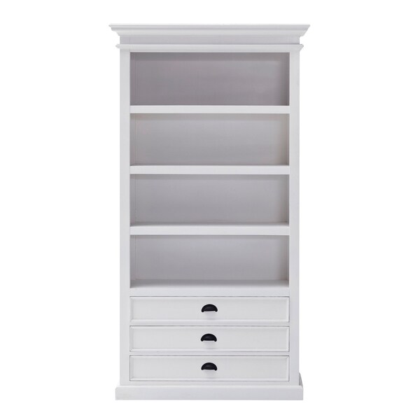Homeroots 75" White Solid Wood Four Tier Bookcase 397124 - main