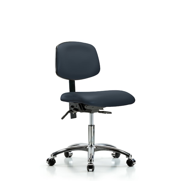 Blue Ridge Ergonomics Desk Chair Desk Chair, Vinyl, Chrome Tilt Casters, Nav, No Arms, 18" to 23" Height, Vinyl BR-VDHCH-CR-T1-A0-CC-8582 - main