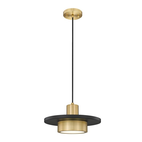 Z-Lite Ludo Matte Black + Modern Gold 1 Light Pendant 829P12-MB-MGLD-LED - main