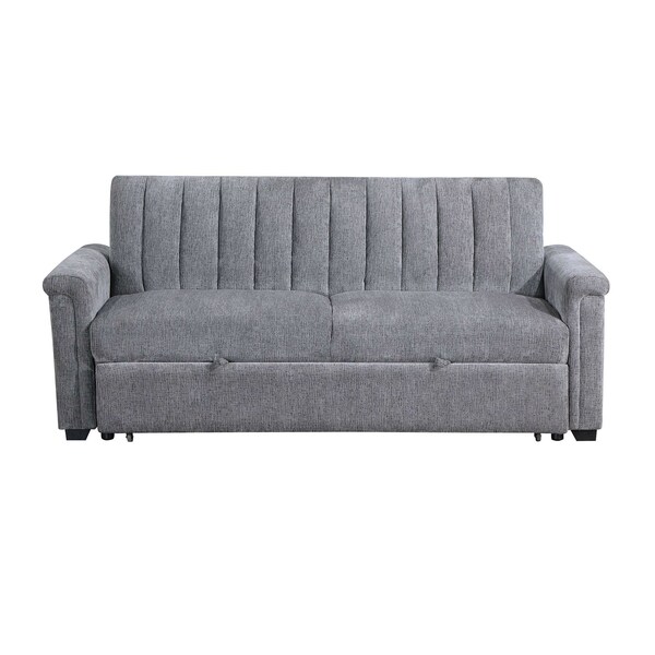 Homeroots 83" Dark Gray Sleeper USB Sleeper Sofa And Toss Pillow With Black Legs 559224 - main