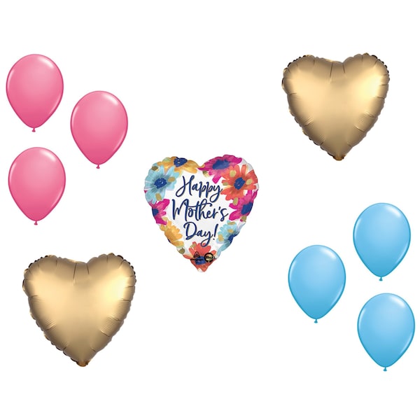 Loonballoon Mother's Day Theme Balloon Set, Mother's Day Flowers in Bloom Balloon, Heart Foil 87785 - main