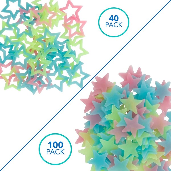 Amscope Kid's 1.85in Hollow Glow in the Dark Stars 40PC and 1.18in Glow in the Dark Stars 100PC W/ Double-S ACC-STAR - main