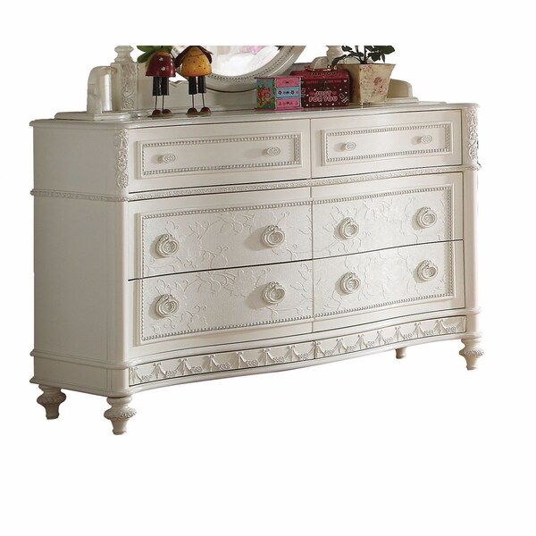 Homeroots 54" X 18" X 35" Ivory Pine Wood Dresser 285916 - main