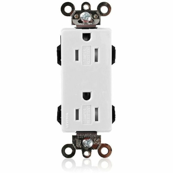 Leviton Straight Blade Receptacle, 5-15R, 15 A, 125V AC, Surface Mount, Self-Grounded MT162-W - main
