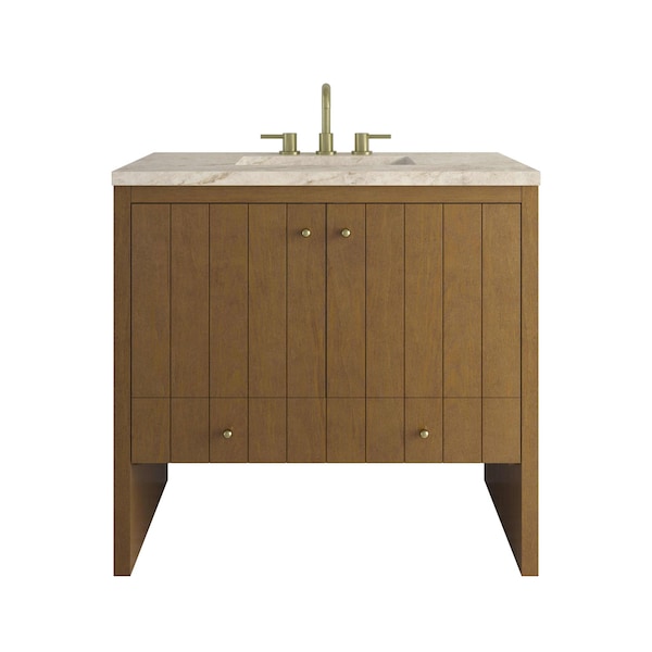 James Martin Vanities Hudson 36" Single Vanity, Honey Oak w/ 3 CM Tajnar Eclos Top 435-V36-HNO-3TJR - main