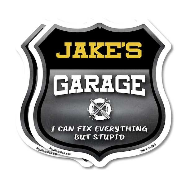 Signmission Jake's Garage I Can Fix Everything But Stupid, 6 inch X 6 inch, Plastic Sign, 2PK SHI-P-2PACK-6-490-JAKE - main