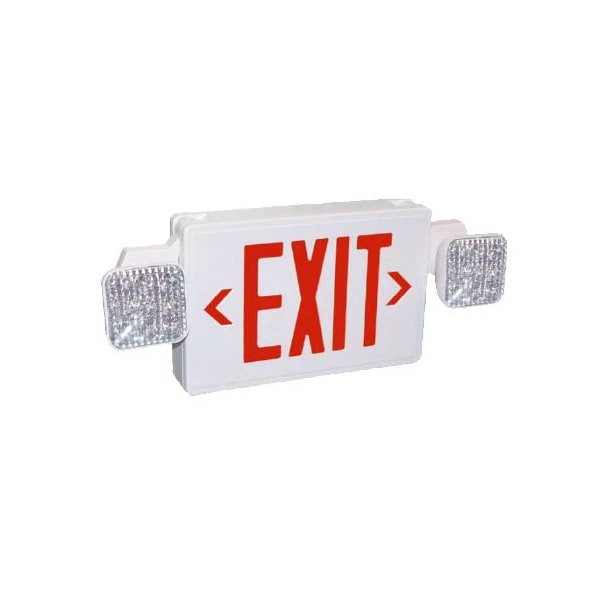Big Beam Exit Sign with Emergency Lights, White, 2 Face(s), LED, Sealed Lead Cadmium 2EXKLM2RWWU-3HRS/RC1.5 - main
