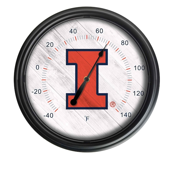 Holland Bar Stool Co University of Illinois Indoor/Outdoor LED Thermometer ODThrm14BK-08IlliniU - main