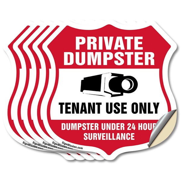 Signmission Private Dumpster Shield Sign Tenant Use, 6 inch X 6 inch, Vinyl Decal, 5PK SHI-D-5PACK-6-438 - main