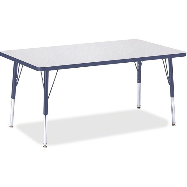 Jonti-Craft Berries Rectangle Activity Table, 30 in. x 48 in., E-height, Freckled Gray/Navy/Gray 6473JCE112 - main