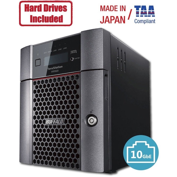 Buffalo TERASTATION 5420 WINDOWS SERVER IOT 2019 STANDARD 8TB 4 BAY NAS 4X2TB NAS HDD INCLUDED RAID ISCSI WS5420DN08S9 - main