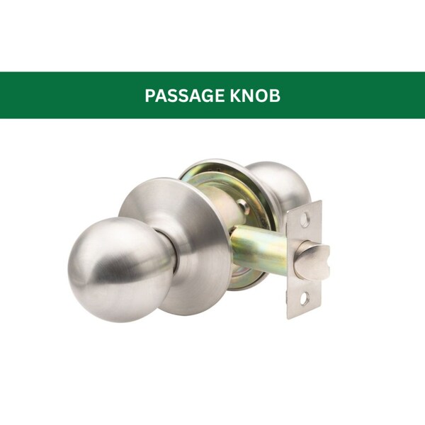 Global Door Controls GLC Series Light-Duty Commercial/Residential Cylindrical Knob, Grade 3 Passage in Brushed Chrome GLC-5110B-626 - main