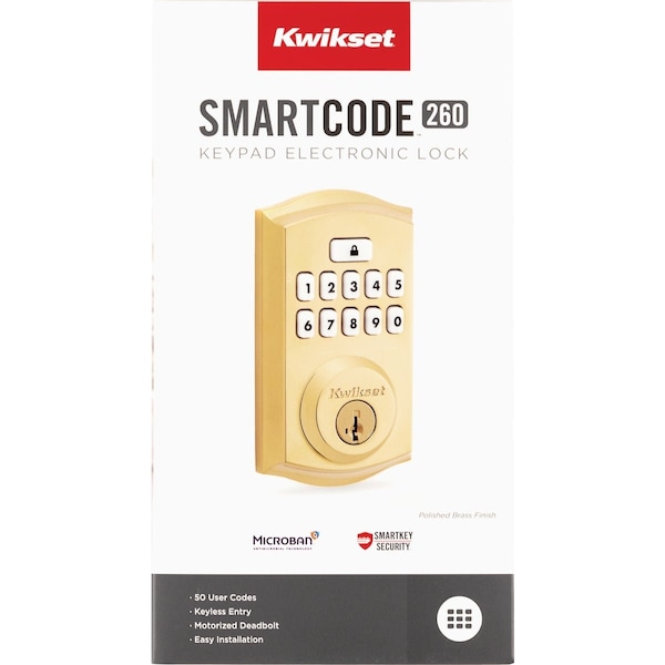 Kwikset Signature Series Traditional SmartCode Brass Electronic Deadbolt 9260 TRL L03 SMT CP - main