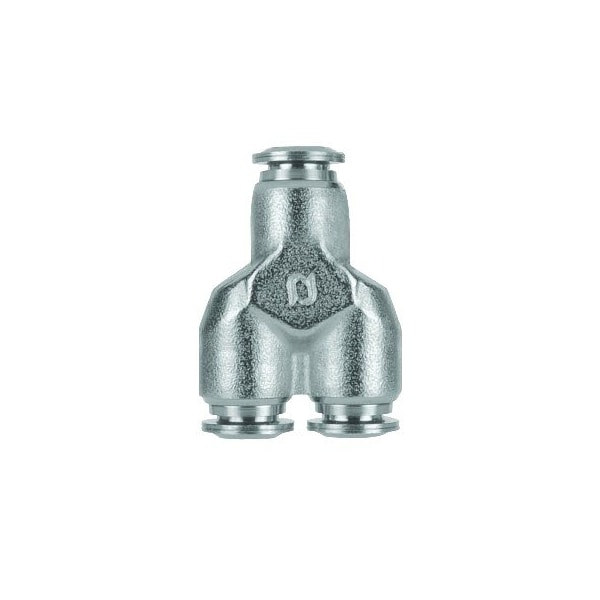 Usa Industrials Push to Connect Tube Fitting - Nickel Plated Brass w/ Metal Release Ring - Union Wye - 8mm Tube OD ZUSA-TF-PTC-NPBR-706 - main