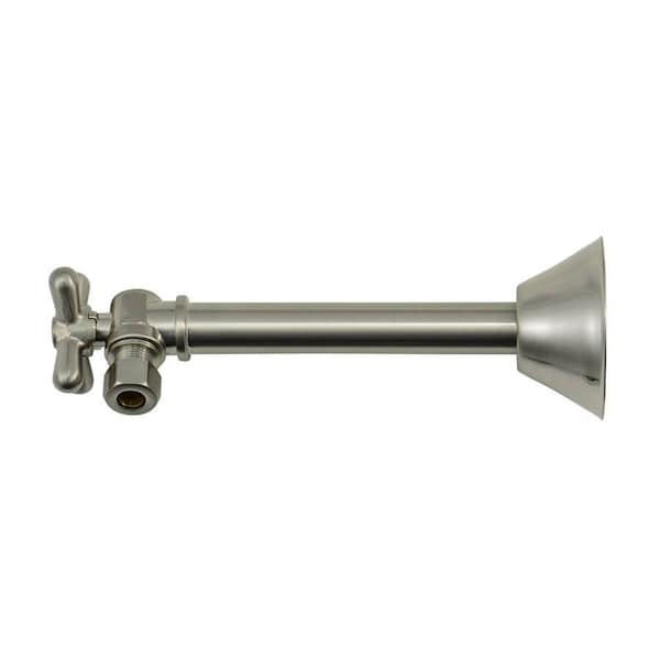 Mountain Plumbing Brass Cross Handle 1/4 Turn Ball Valve - Lead Free Angle Sweat in Brushed Nickel MT629-NL/BRN - main