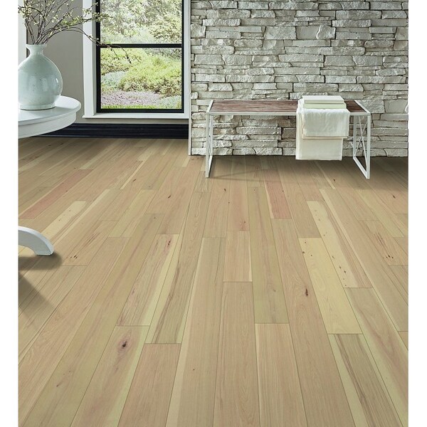 Healthier Choice Flooring Flooring Plank, 1-1/2 to 6 ft L, 6-1/2 in W, Micro Bevel Edge, Hickory Wood, 10PK HCE603D01 - main