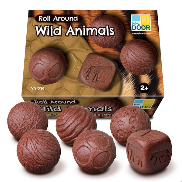 Yellow Door Clay and Dough Rollers, Lets Roll, Wild Animals, 6-Piece Set YD1239 - main