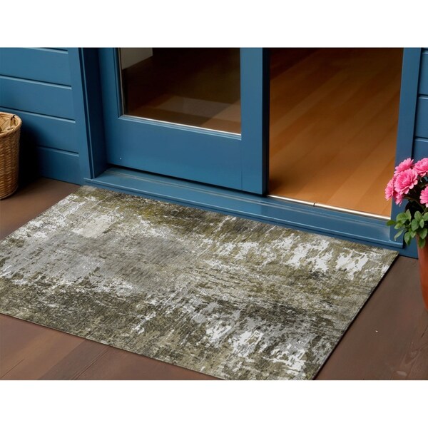 Homeroots 3' X 5' Taupe Brown And Gray Abstract Washable Indoor Outdoor Area Rug 582932 - main