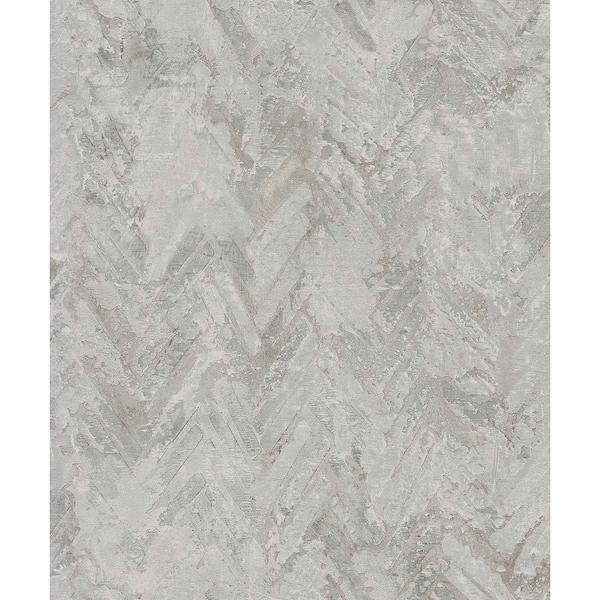 A-Street Prints Amesemi Grey Distressed Herringbone Wallpaper 4105-86612 - main