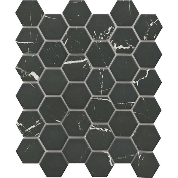 Emser Tile Elegan Series Porcelain Mosaic Tile, 13 in L Tile, 11 in W Tile, Pressed Edge, Nero, 20PK W95ELEGNE1113MH2M - main