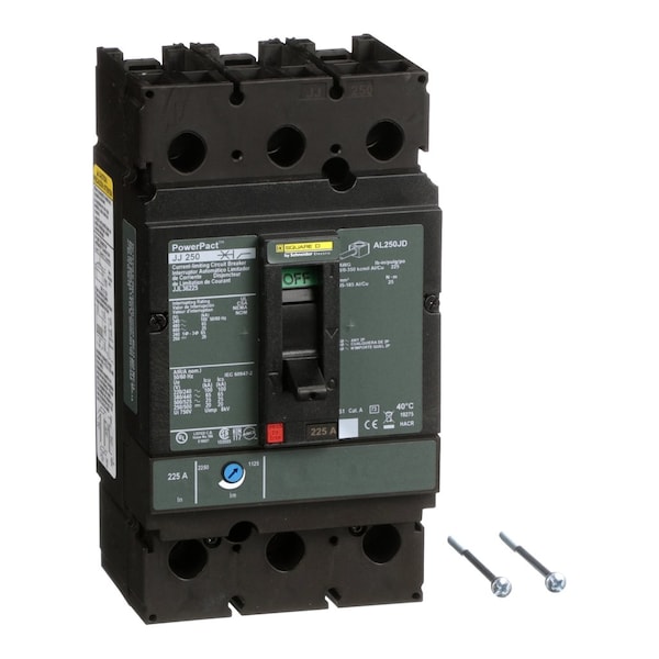 Square D Molded Case Circuit Breaker, POWERPACT J Series, 225A, 3 Pole, 600V AC, 100kA at 240VAC JJL36225 - main