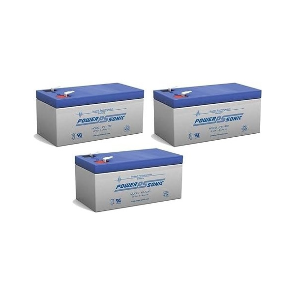 Power-Sonic PS-1230F1 12V 3Ah F1 AGM Rechargeable Battery, 3PK PS-1230 F1 - main
