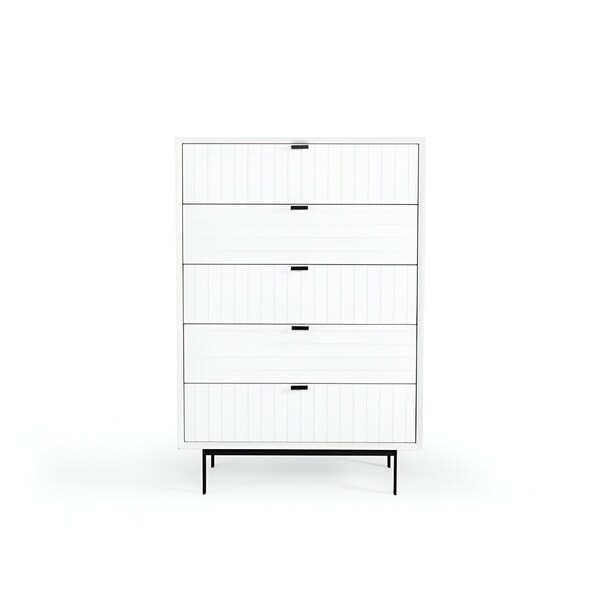 Homeroots 30" White Solid Wood Five Drawer Chest 473071 - main