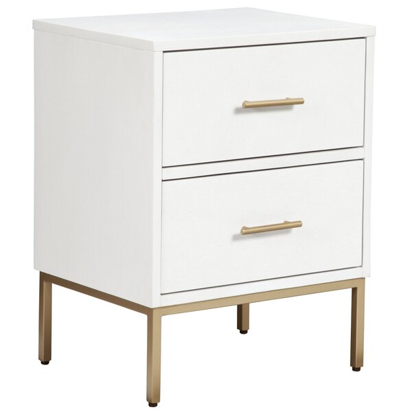 Homeroots 26" Solid Wood and Wood Two Drawer Nightstand 399257 - main