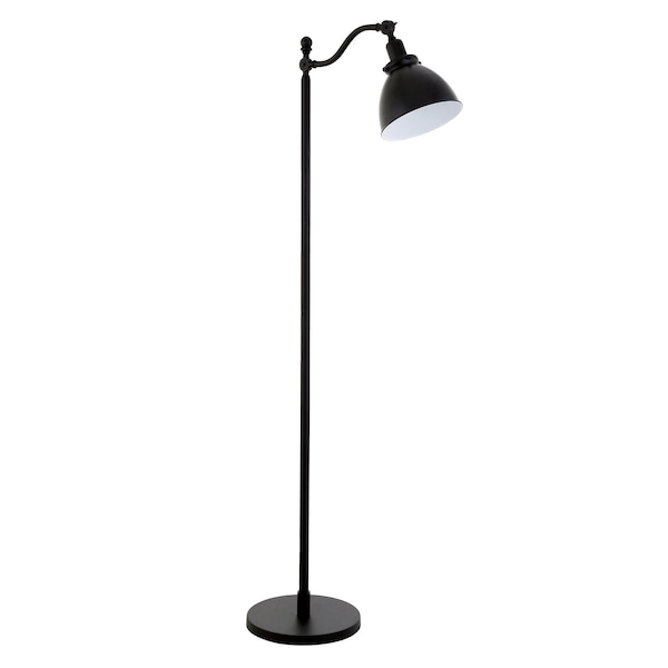 Homeroots 65" Black Swing Arm Floor Lamp With Black Cone Shade 523422 - main