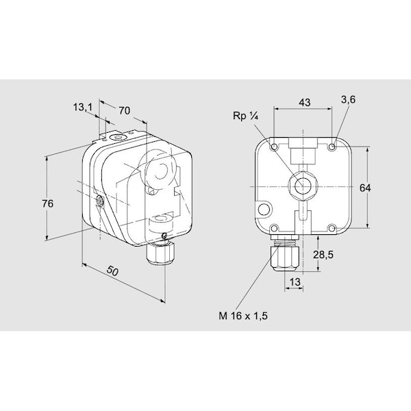Honeywell Kromschroder Gas Pressure Switch DG 6B-3, Adjustable, 0.4–500 mbar KS84447100 - main