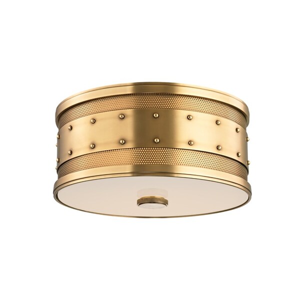 Hudson Valley Lighting Gaines 2 Light Flush Mount 12 In. Aged Brass 2202-AGB - main