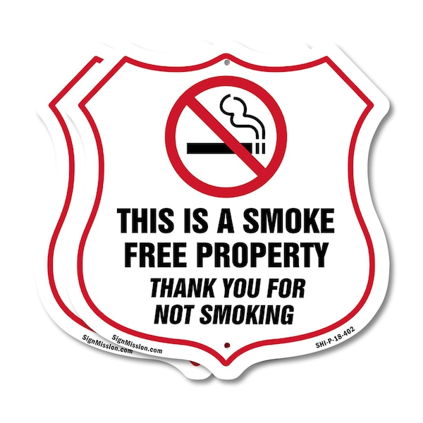 Signmission No Smoking Shield Sign This Is A Smoke F, 18 inch X 18 inch, Plastic Sign, 2PK SHI-P-2PACK-18-402 - main