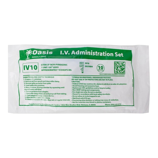 Oasis Sterile IV Administration Set, 10dr/mL, 100", with Injection Site, Luer Slip IV10 - main