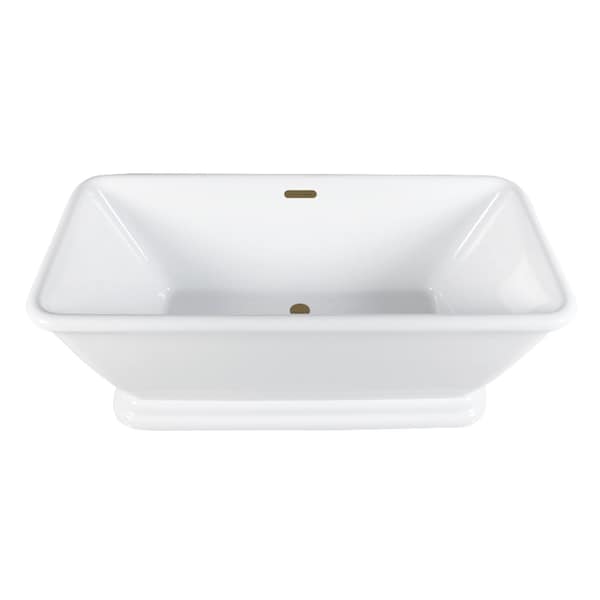 Kingston Brass 60-Inch Acrylic Oval Rectangular Double Ended Pedestal Tub with Drain, No Faucet Drillings VTSQ602824C423 - main